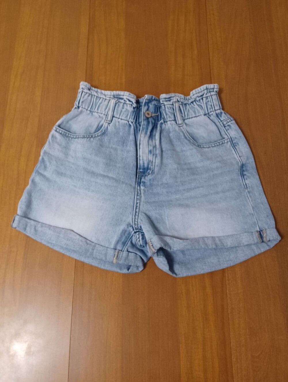 Kancan Izzie Paperbag Ultra High Rise Shorts Womens Medium Blue Denim